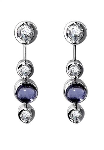 Blue Sapphire & Diamond Drop Earrings W