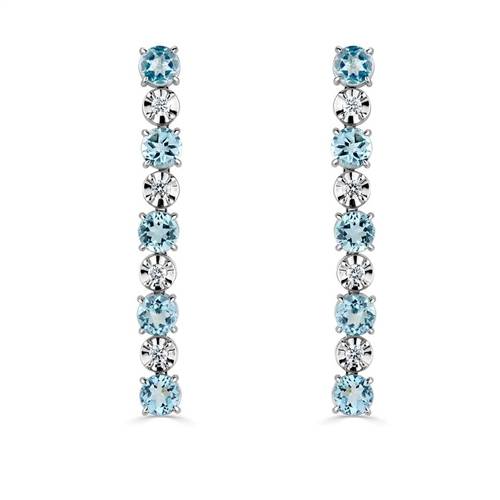 Aquamarine & Diamond Drop Earrings W