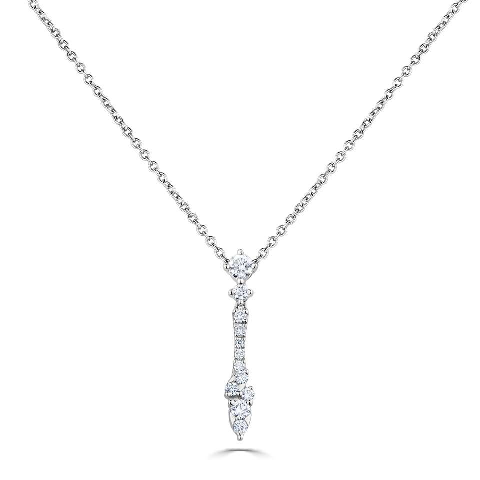Round Diamond Flare Necklace W