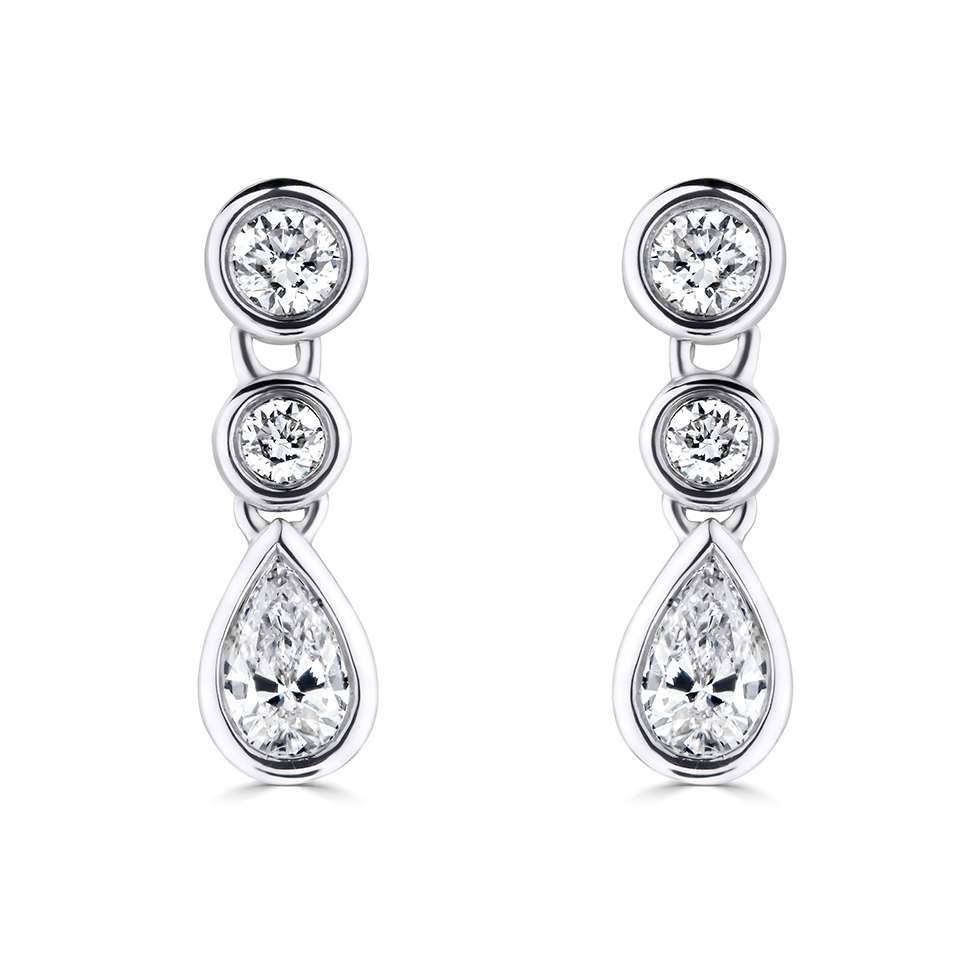 Pear and Round Small Droplet Drop Earrings W