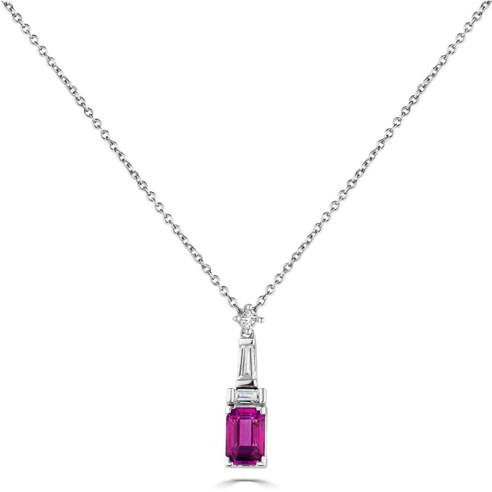 0.90Ct Diamond And Ruby Art Deco Necklace. W