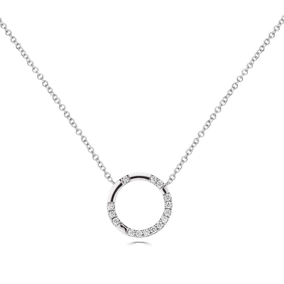 Round Diamond Bar Circle Necklace W
