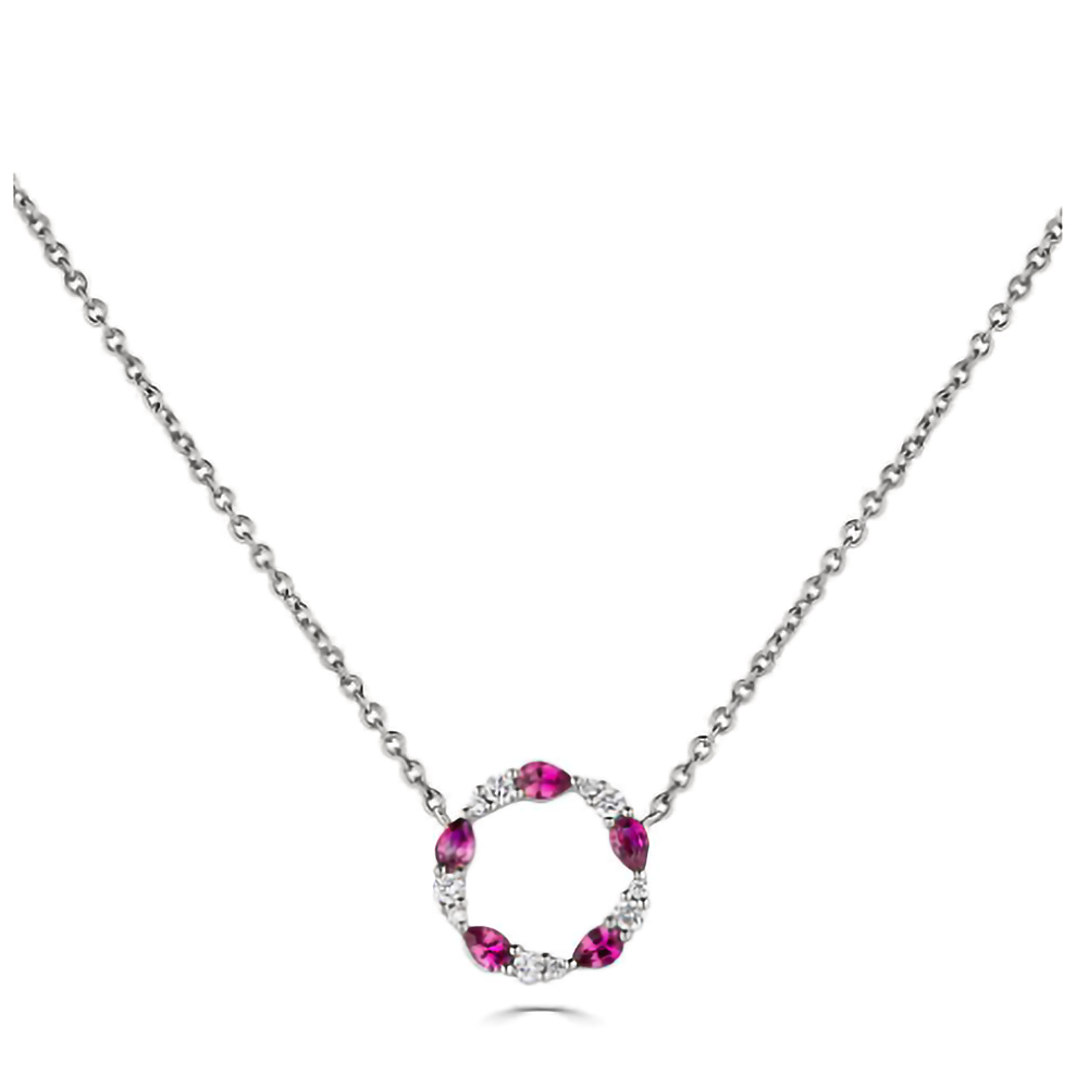 0.50Ct VS/FG Ruby And Diamond Circle Necklace. W