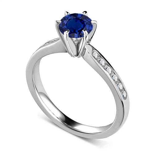 Round Blue Sapphire & Diamond Ring P