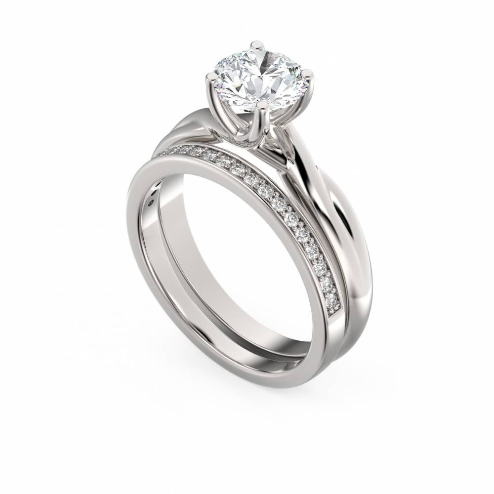 Round Diamond Infinity Twist Engagement Ring P