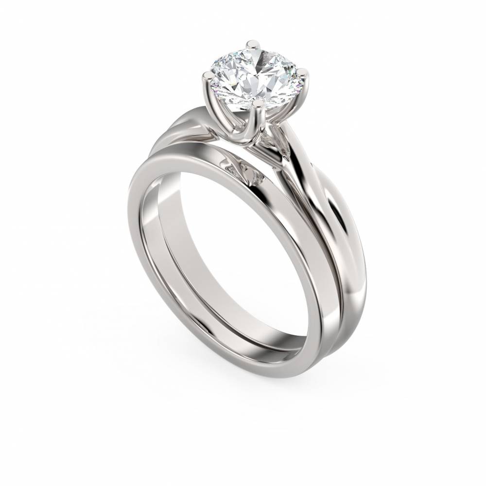 Round Diamond Infinity Twist Engagement Ring P