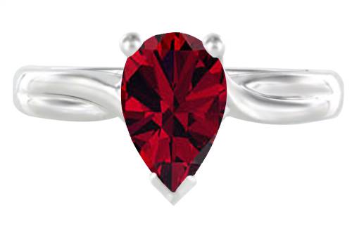 Classic Pear Ruby Solitaire Ring P