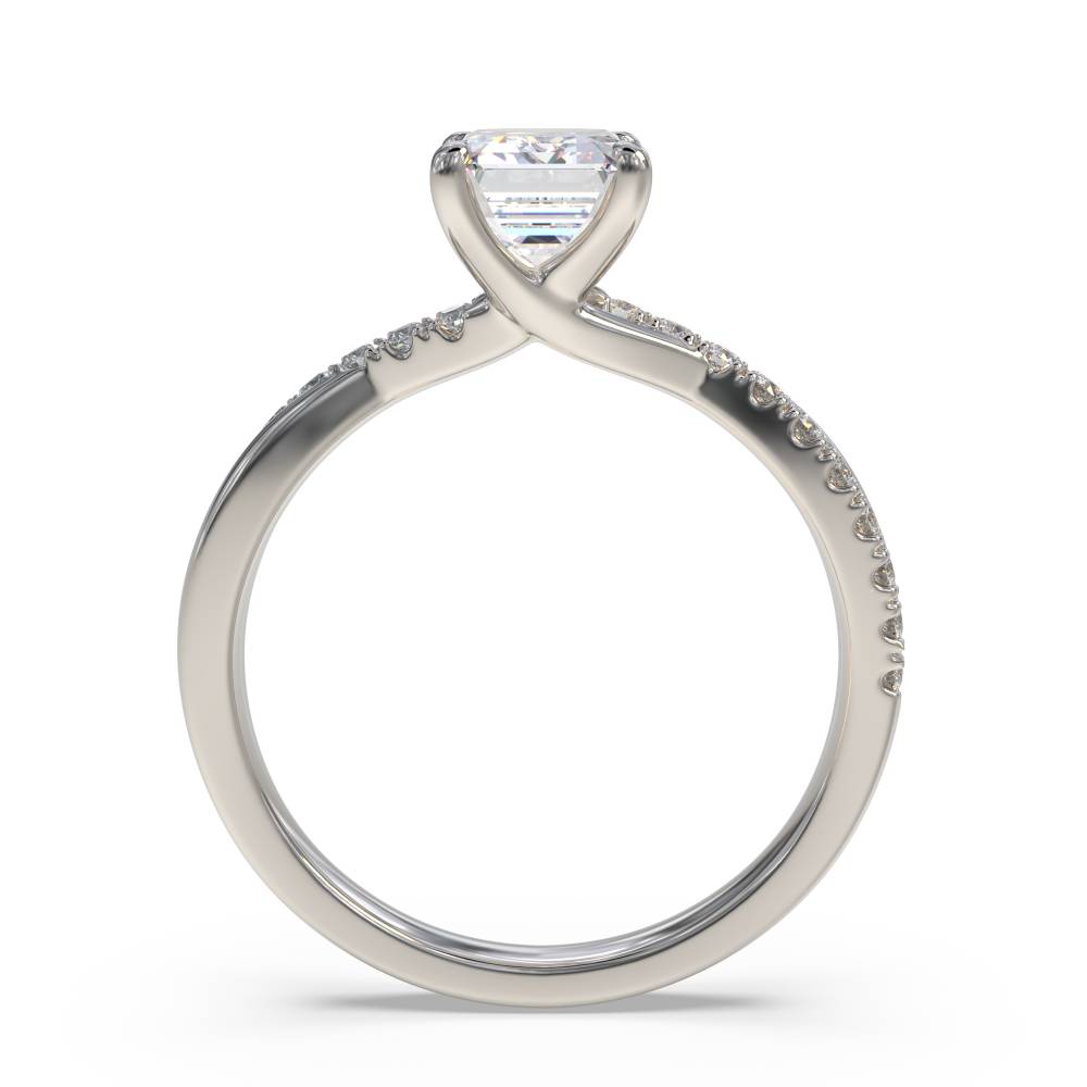 Infinity Emerald & Round Diamond Engagement Ring P