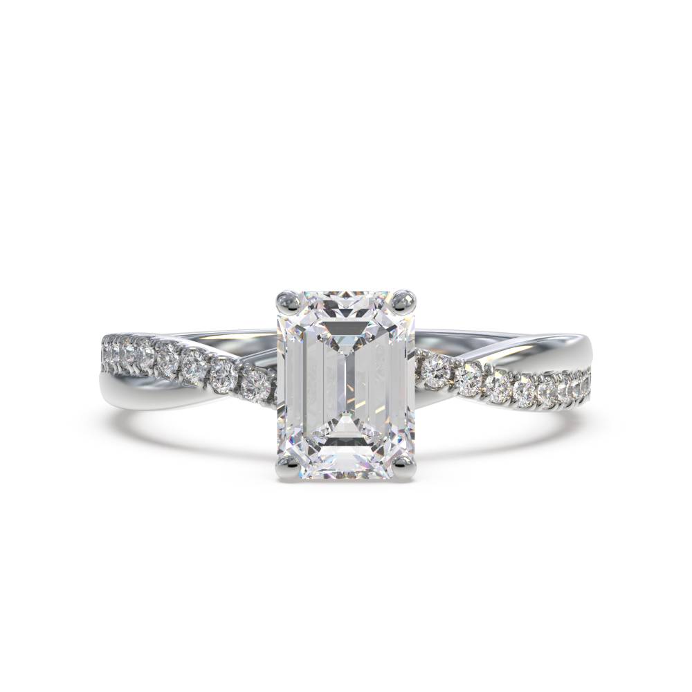 Infinity Emerald & Round Diamond Engagement Ring W