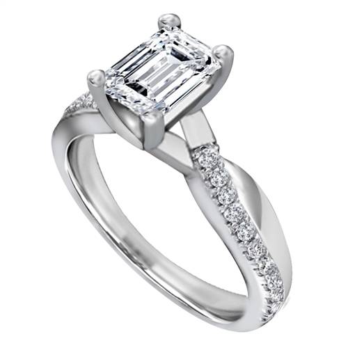 Infinity Emerald & Round Diamond Engagement Ring P