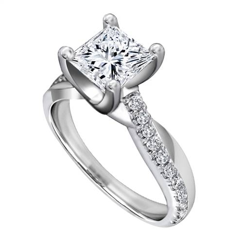 Infinity Princess & Round Diamond Engagement Ring P