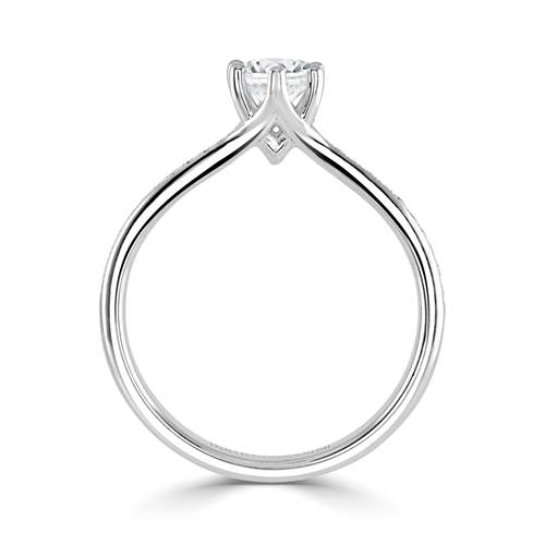 Round Diamond Shoulder Set Engagement Ring P