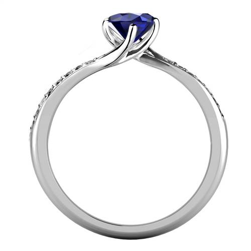 Round Blue Sapphire & Diamond Ring P