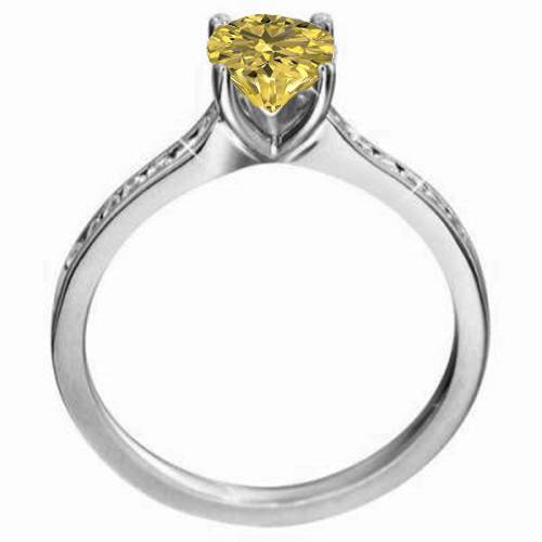 Fancy Yellow Cushion Diamond Shoulder Set Ring P