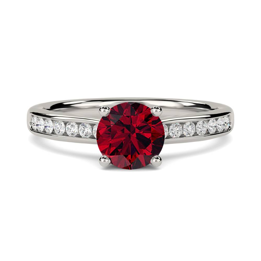 Ruby and Round Diamond Engagement Ring P