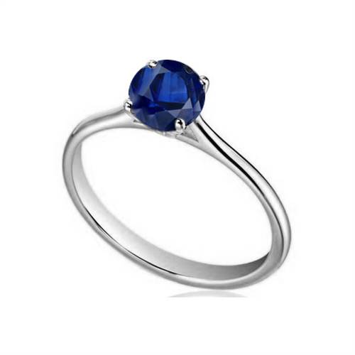 Classic Round Blue Sapphire Solitaire Ring W