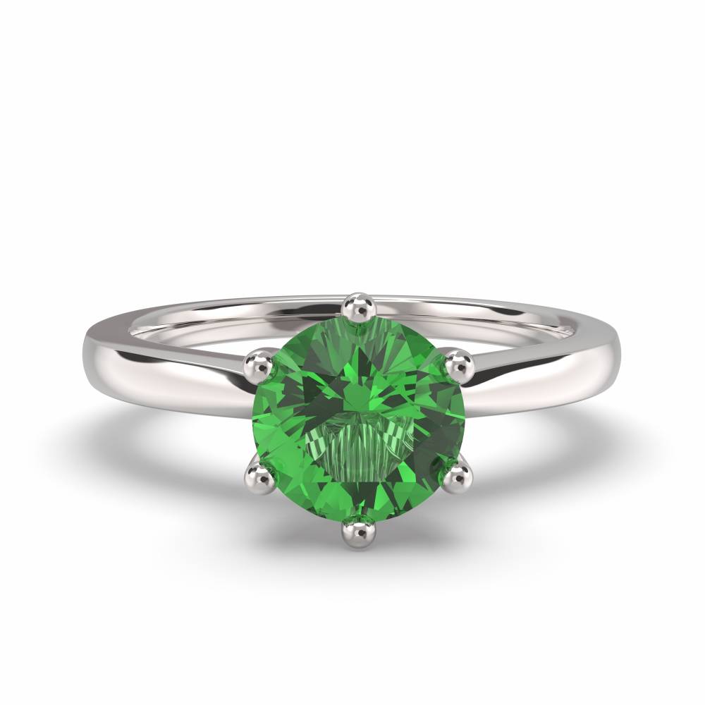 Classic Round Emerald Solitaire Ring P