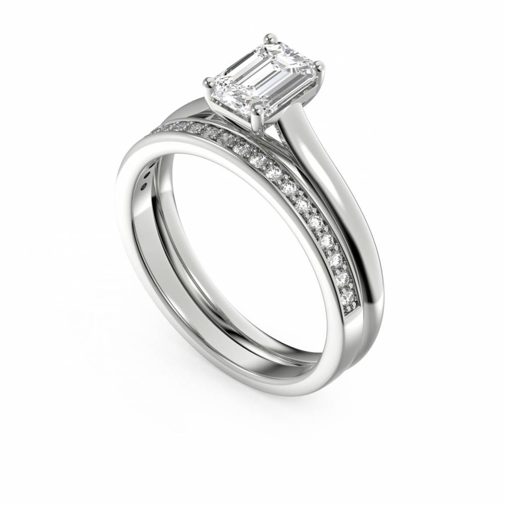 Modern Emerald Diamond Engagement Ring W