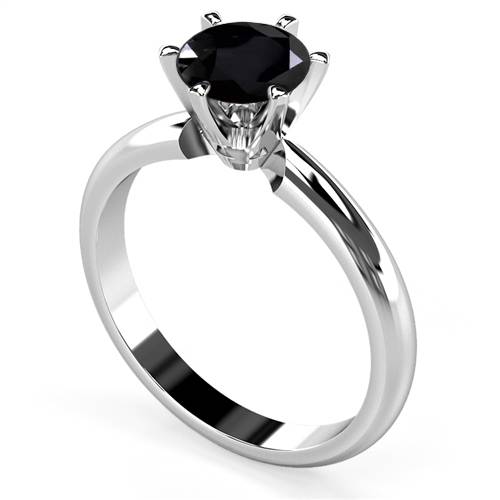 Round Black Diamond Solitaire Ring P