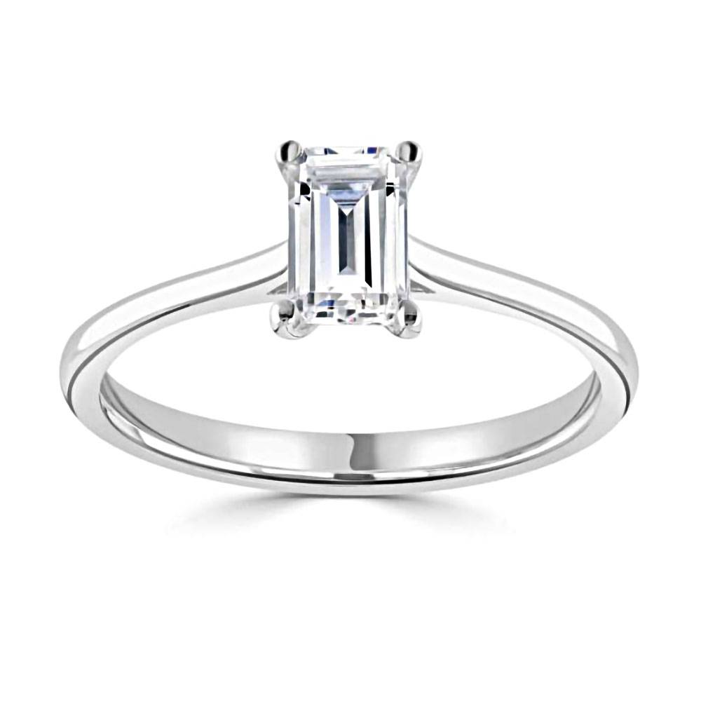 Emerald Diamond Solitaire Engagement Ring P