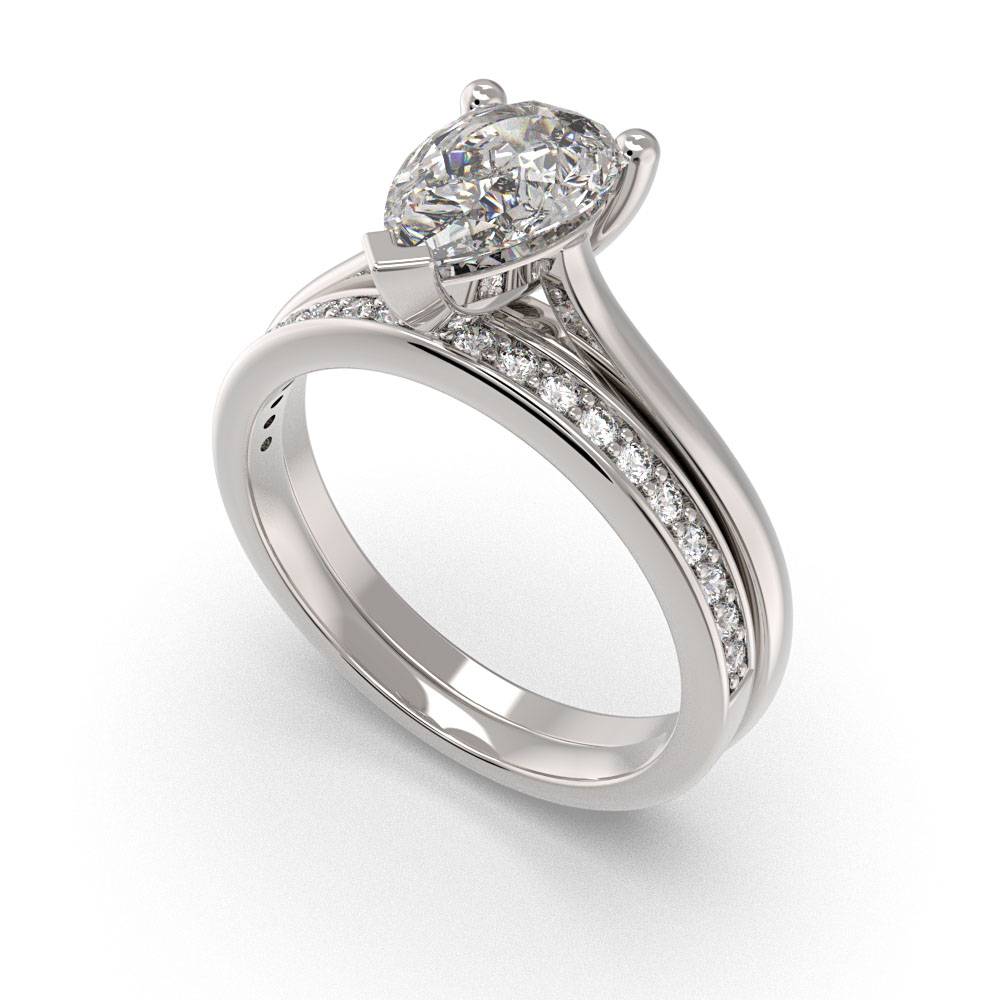 Stylish Pear Diamond Engagement Ring P