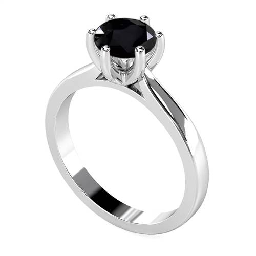 Round Black Diamond Solitaire Ring P