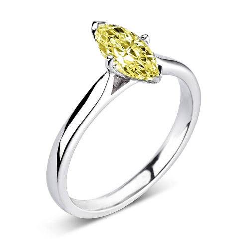 Elegant Fancy Yellow Marquise Diamond Engagement Ring P