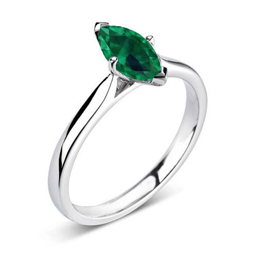 Fancy Emerald Green Marquise Diamond Solitaire Ring P