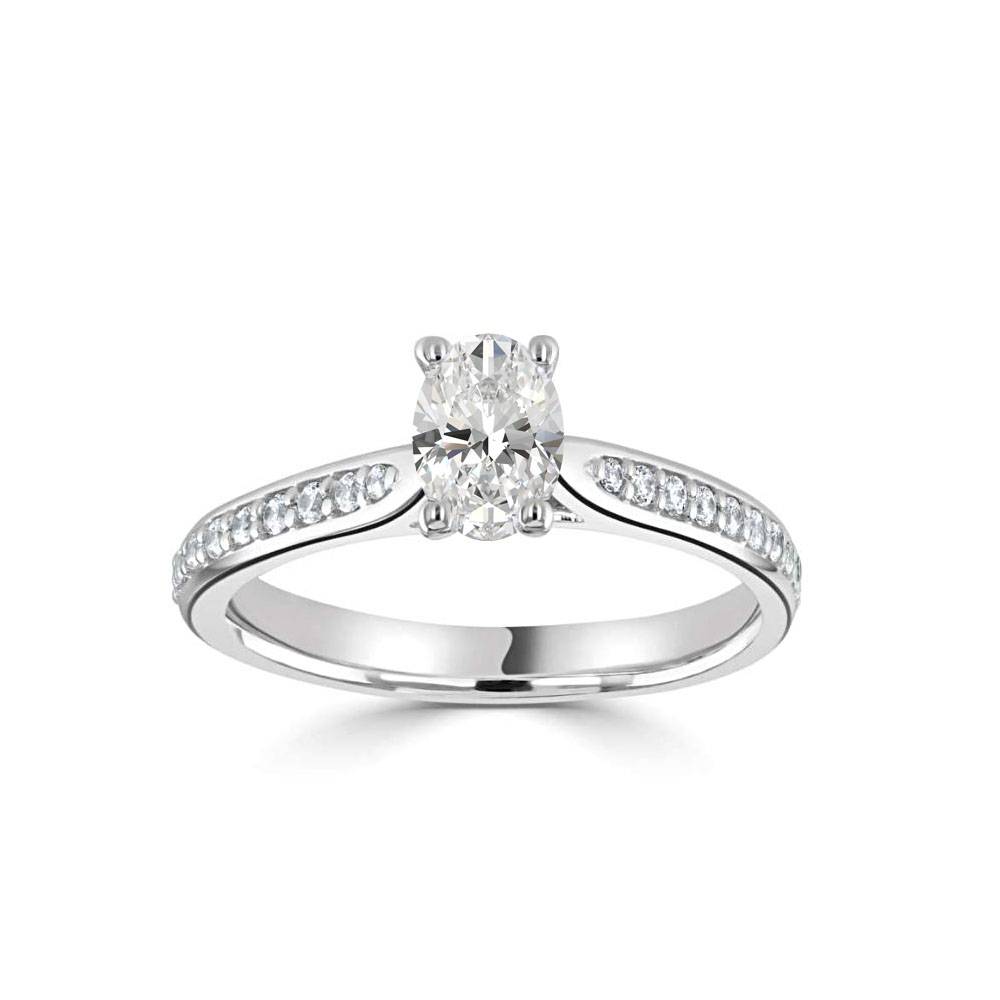 Oval Diamond Shoulder Set Engagement Ring P