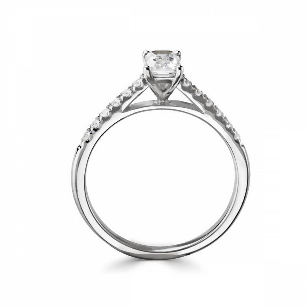 Emerald Diamond Shoulder Set Engagement Ring P