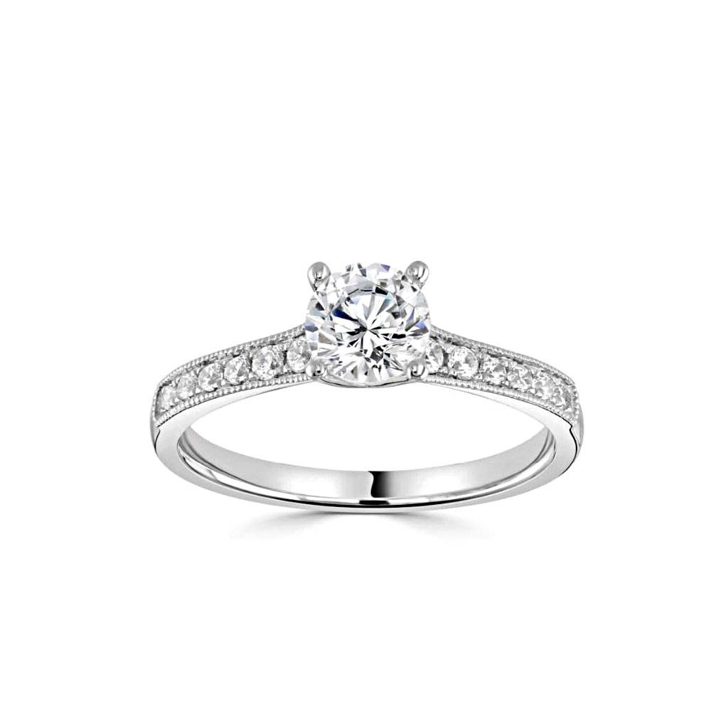 Round Diamond Shoulder Set Engagement Ring P