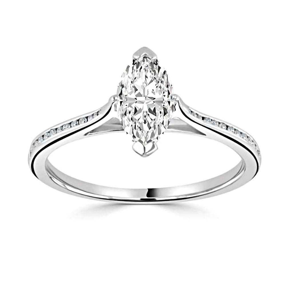 Marquise Diamond Shoulder Set Engagement Ring P