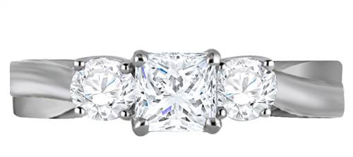 DHDOMR31025PRN 3 Stone Infinity Princess Diamond Ring P