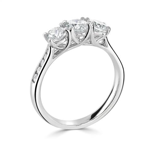 Round 3 Stone Diamond Ring With Shoulder Diamonds P