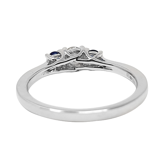 Modern Round Diamond & Blue Sapphire Trilogy Ring W
