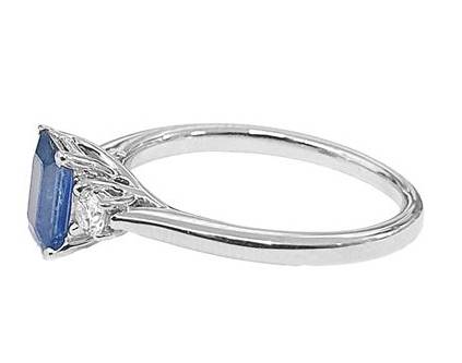 Emerald Blue Sapphire & Diamond Trilogy Ring W
