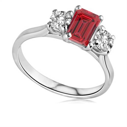 Ruby Emerald And Round Gemstone P