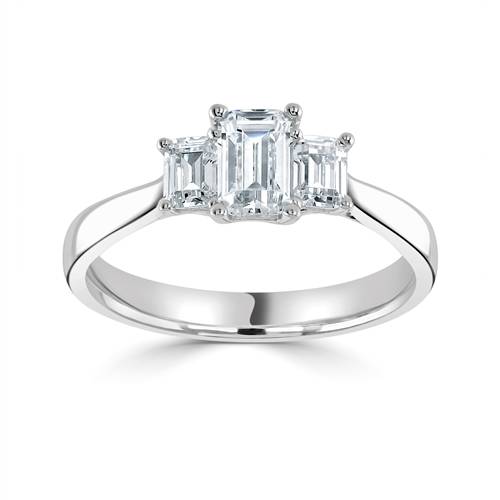 Simple Emerald Diamond Trilogy Ring P