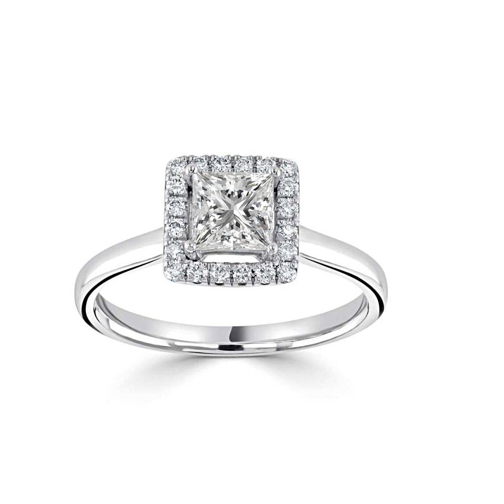 Princess Diamond Halo Engagement Ring P
