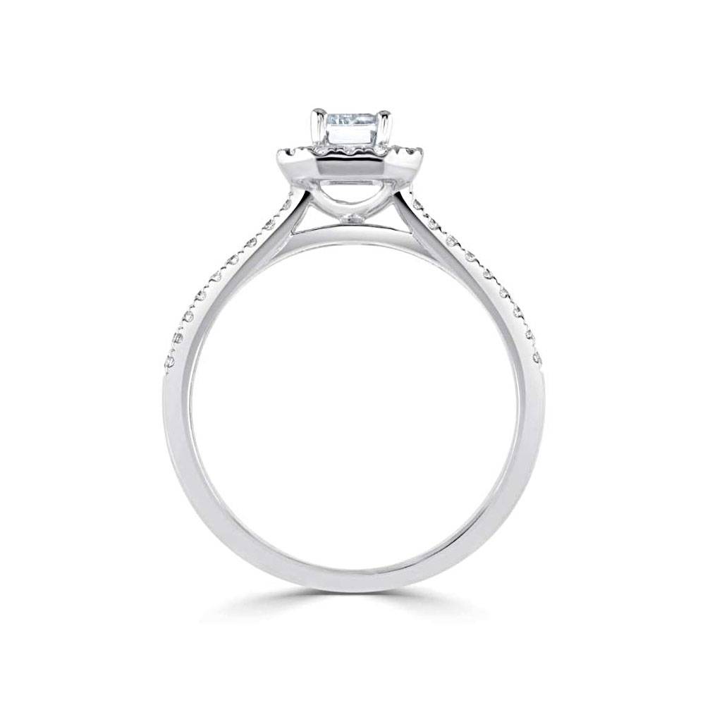 Emerald Diamond Halo Engagement Ring P