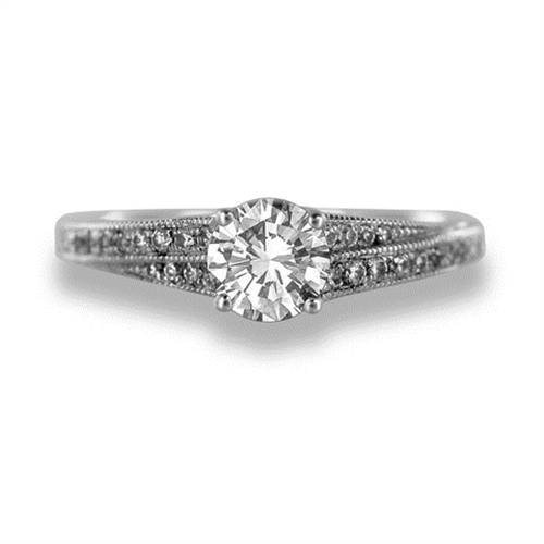 Round Diamond Designer Vintage Ring W