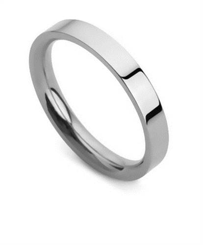 DHFC03 Flat Court Wedding Ring - 3mm width, Thin depth W