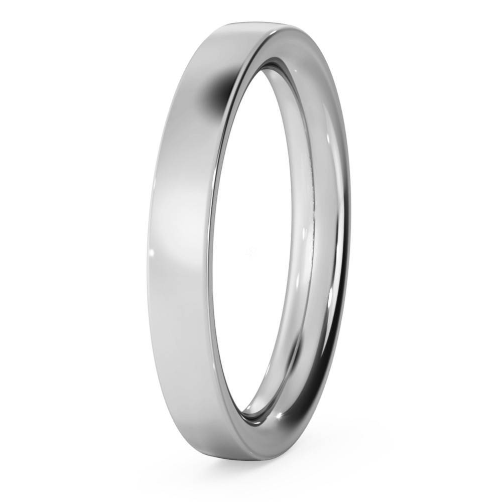 DHFC03H Flat Court Wedding Ring - Heavy weight, 3mm width P