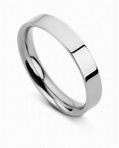 DHFC04 Flat Court Wedding Ring - 4mm width, Thin depth W