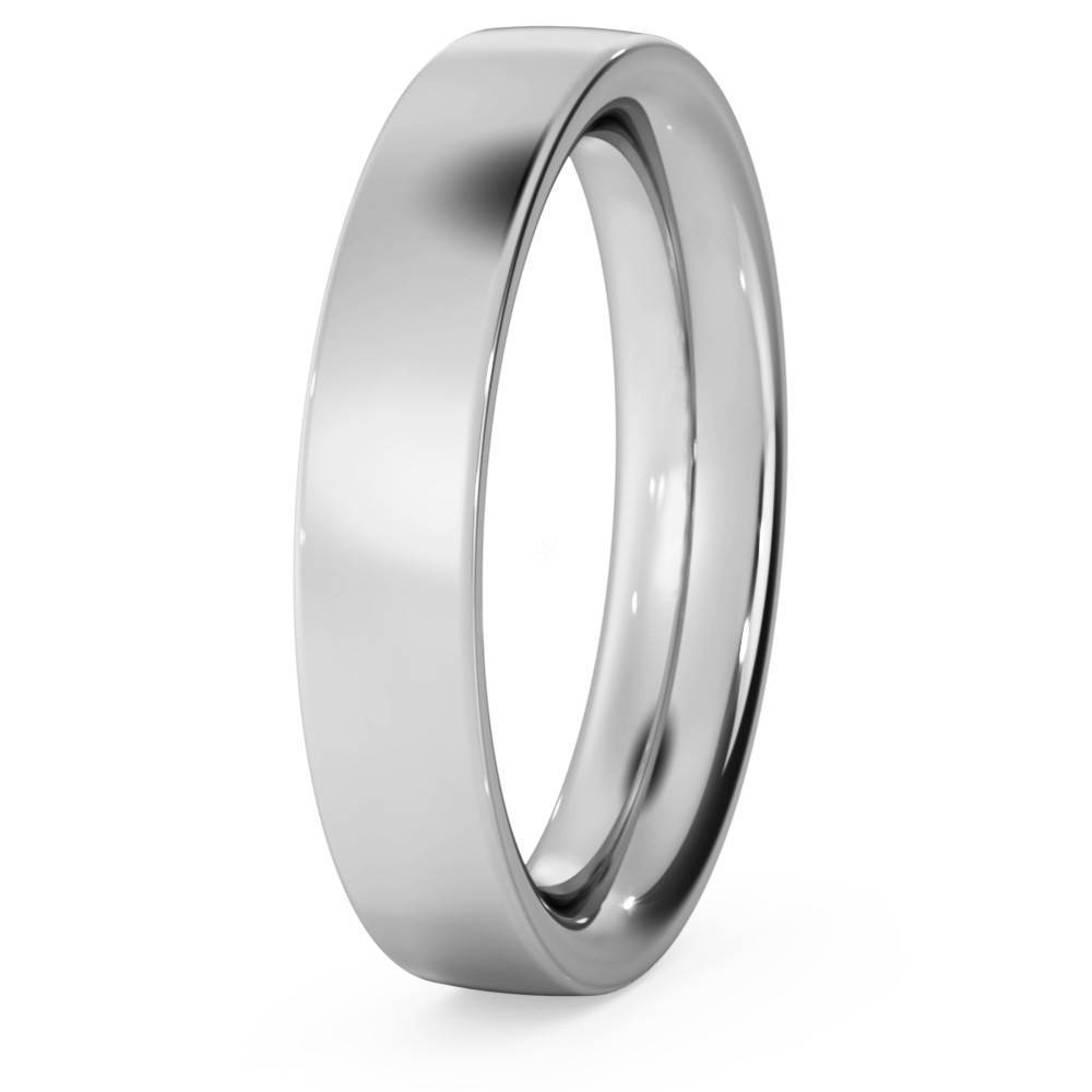 DHFC04H Flat Court Wedding Ring - Heavy weight, 4mm width P