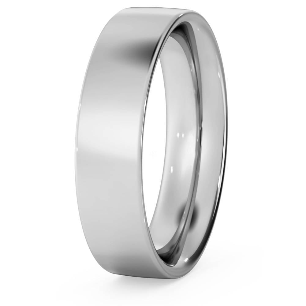 DHFC05M Flat Court Wedding Ring - 5mm width, Medium depth P