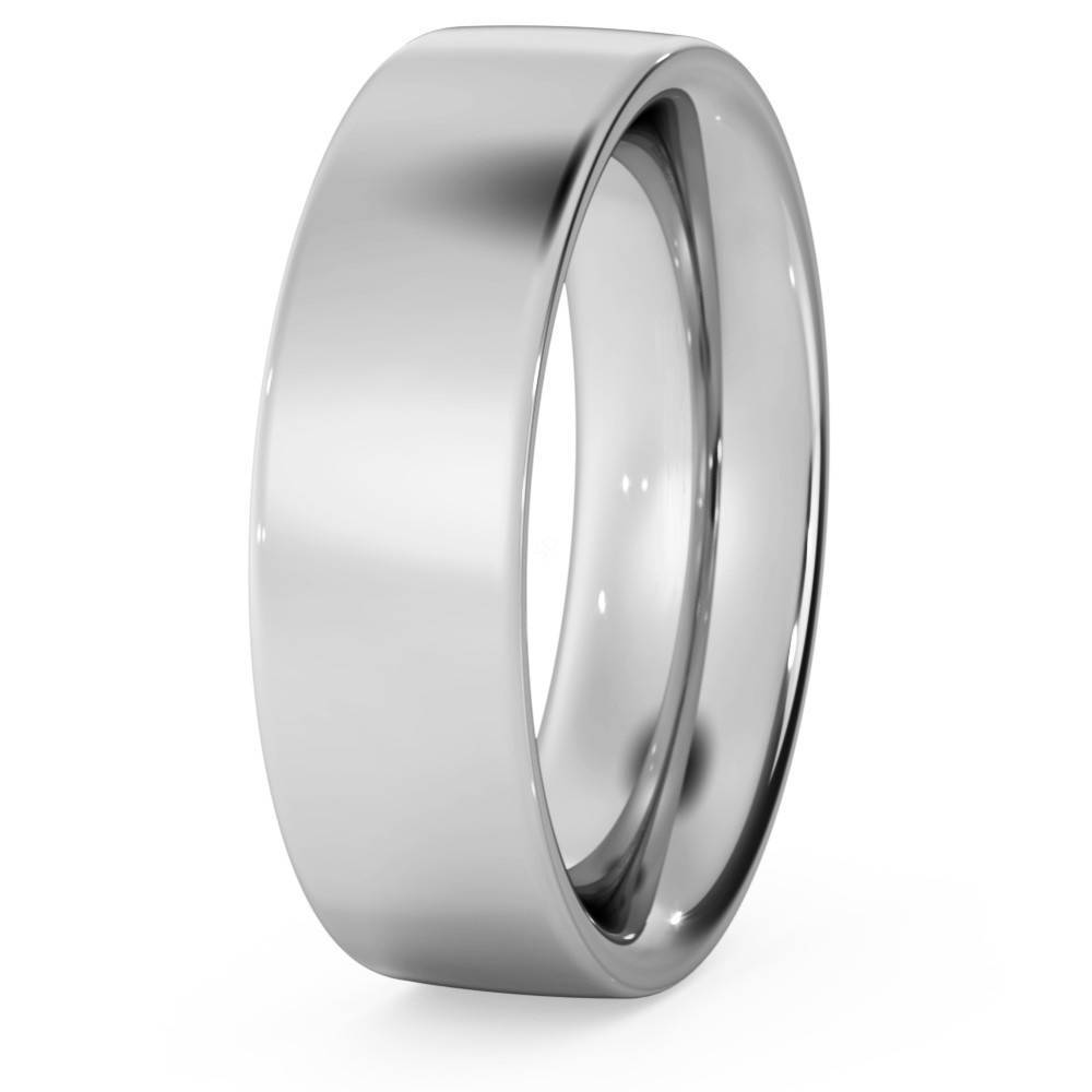 DHFC06H Flat Court Wedding Ring - Heavy weight, 6mm width P