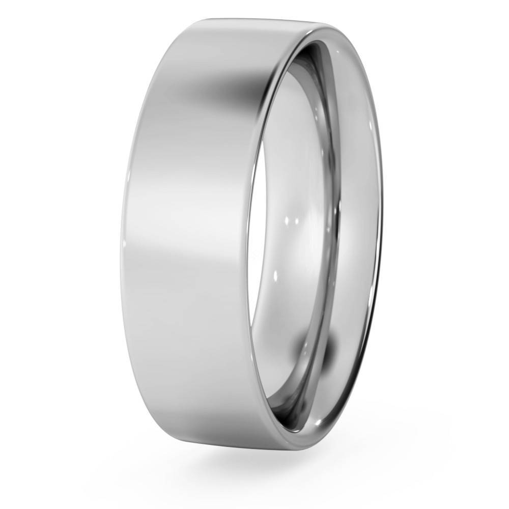 DHFC06M Flat Court Wedding Ring - 6mm width, Medium depth P
