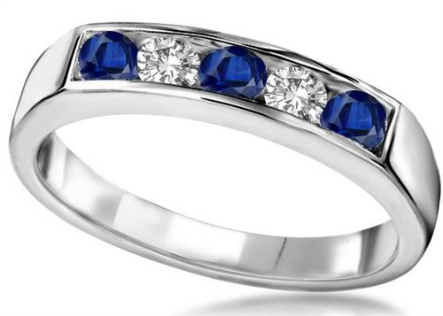 5 Stone Blue Sapphire & Diamond Eternity Ring W