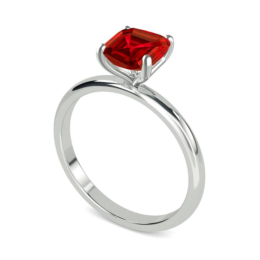 Classic Asscher Ruby Solitaire Ring P